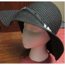 Mujers Kentucky Derby WideBrim Black Hat W/Shells & Beads  eb-34267261